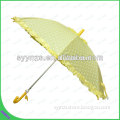 25015 Factory wholesale Fancy yellow lace parasol Straight Umbrella